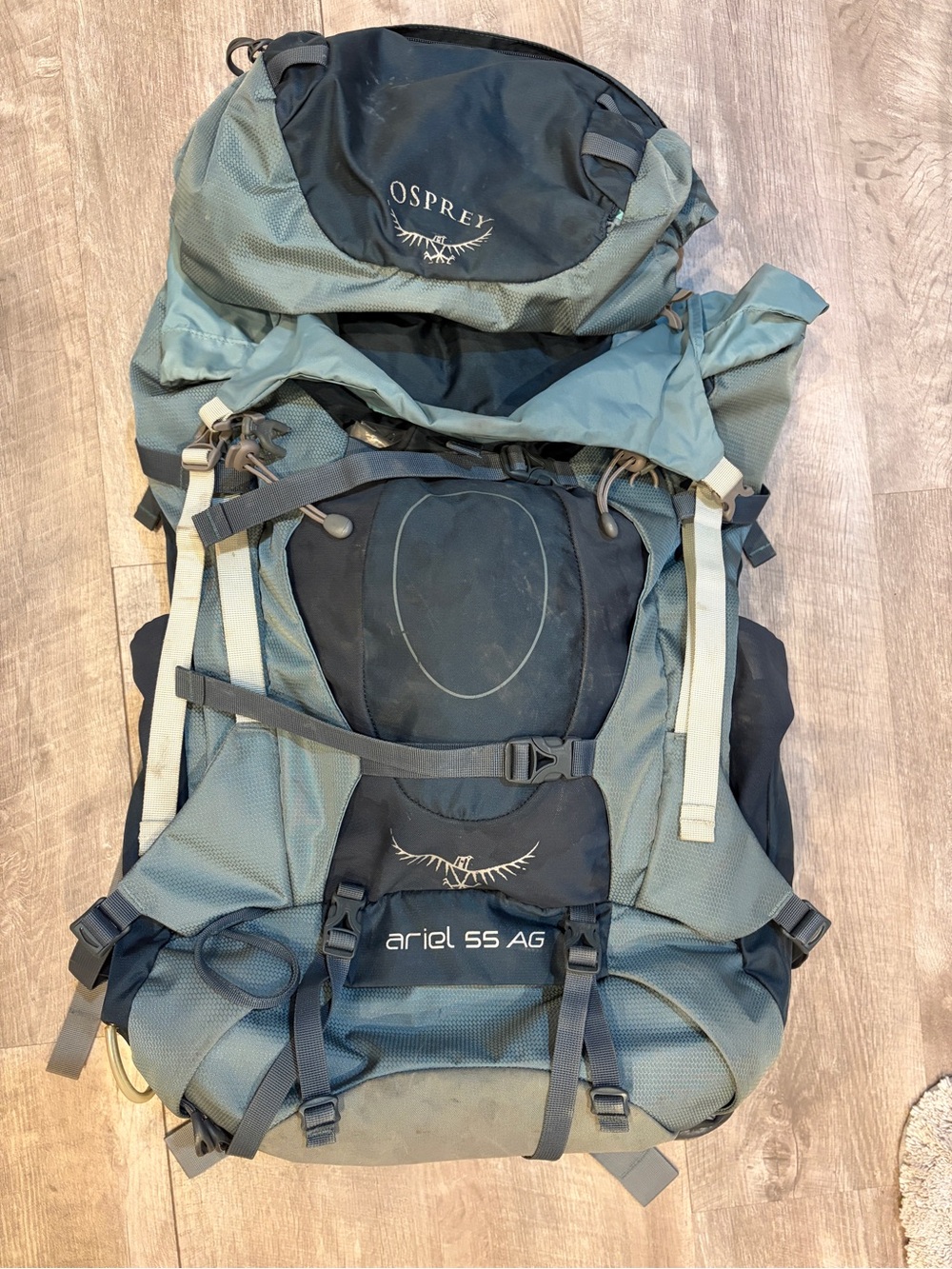 OSPREY Ariel 55 AG Backpack in Green and Black